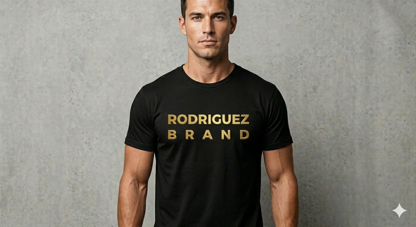 Black T-Shirt Gold Text